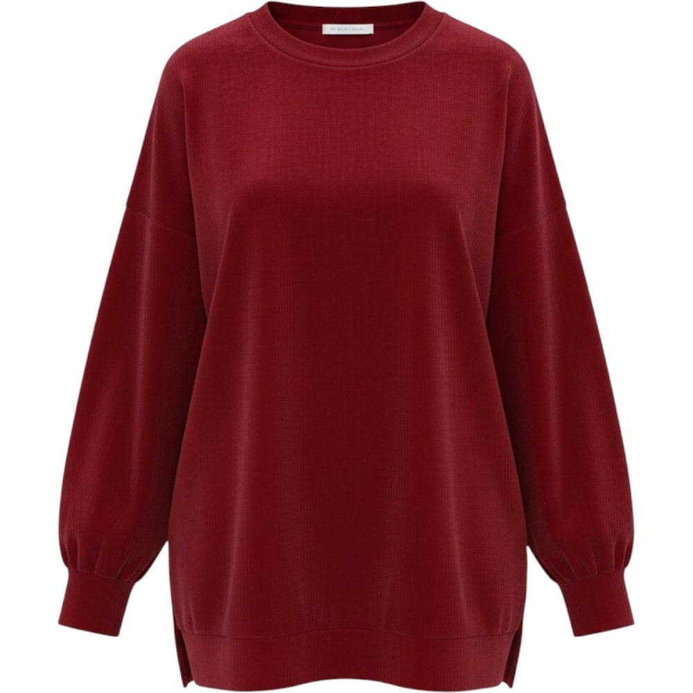 Perfect Peach Womens Red Velvet Corduroy Oversized Sweatshirt Size Large NEW